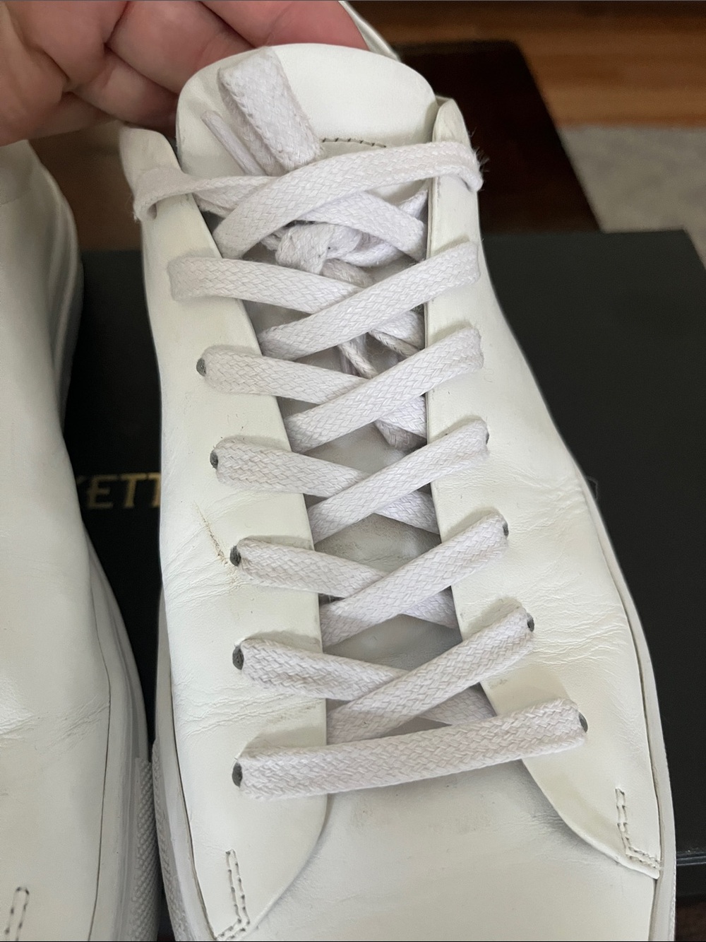 Beckett Simonon White Leather Low-Top Sneakers with Tonal Laces - Picture 16 of 16